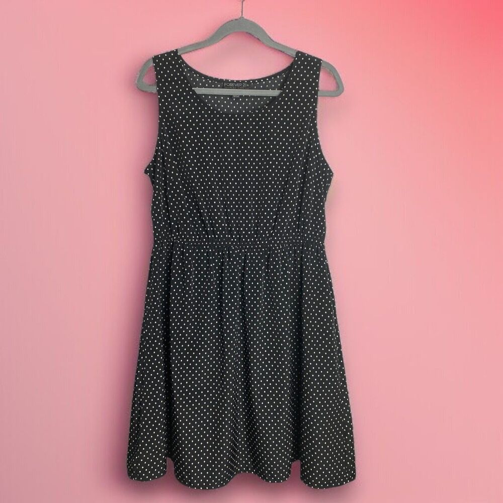FOREVER21+ XL Black Polka Dot Sundress Lightweight Cute Spring Summer Layering
